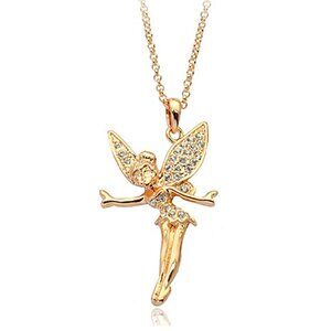 14k Gold Plated Disney Tinkerbell Fairy Wings Pendant with AAAAA Cubic Zirconia